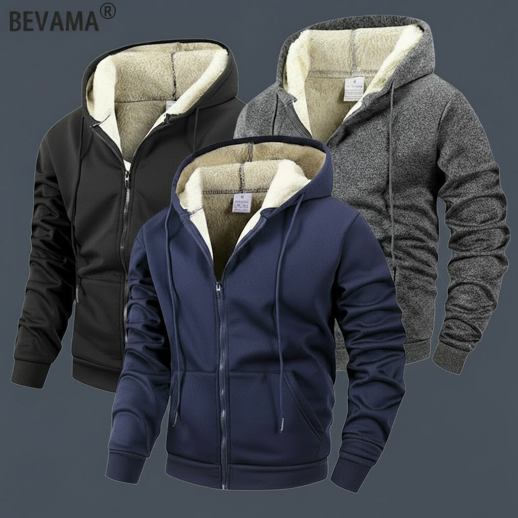 Men's winter jacket with zipper and hood