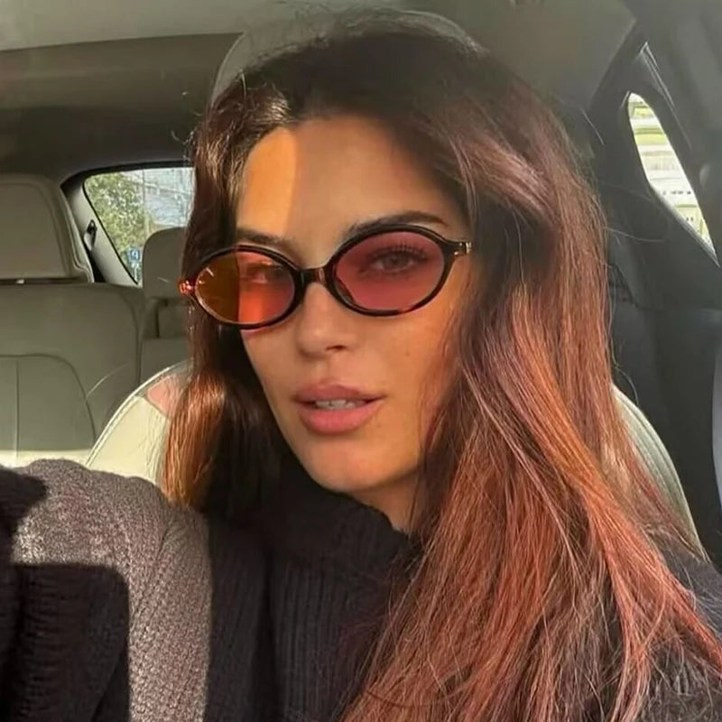 Simple and literary oval women's sunglasses