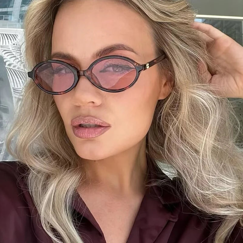 Simple and literary oval women's sunglasses