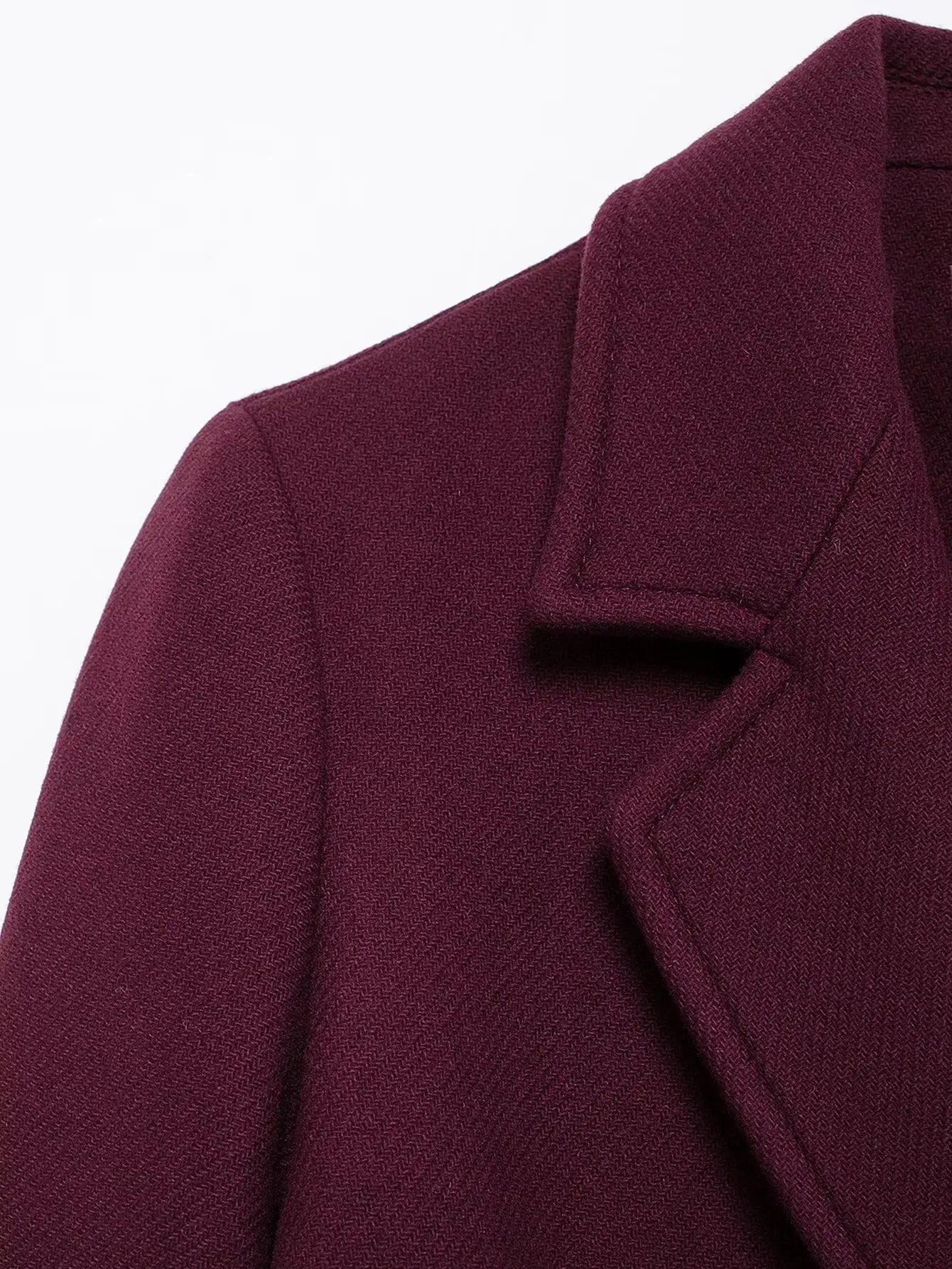 Double-breasted Long Sleeve Wool Coat