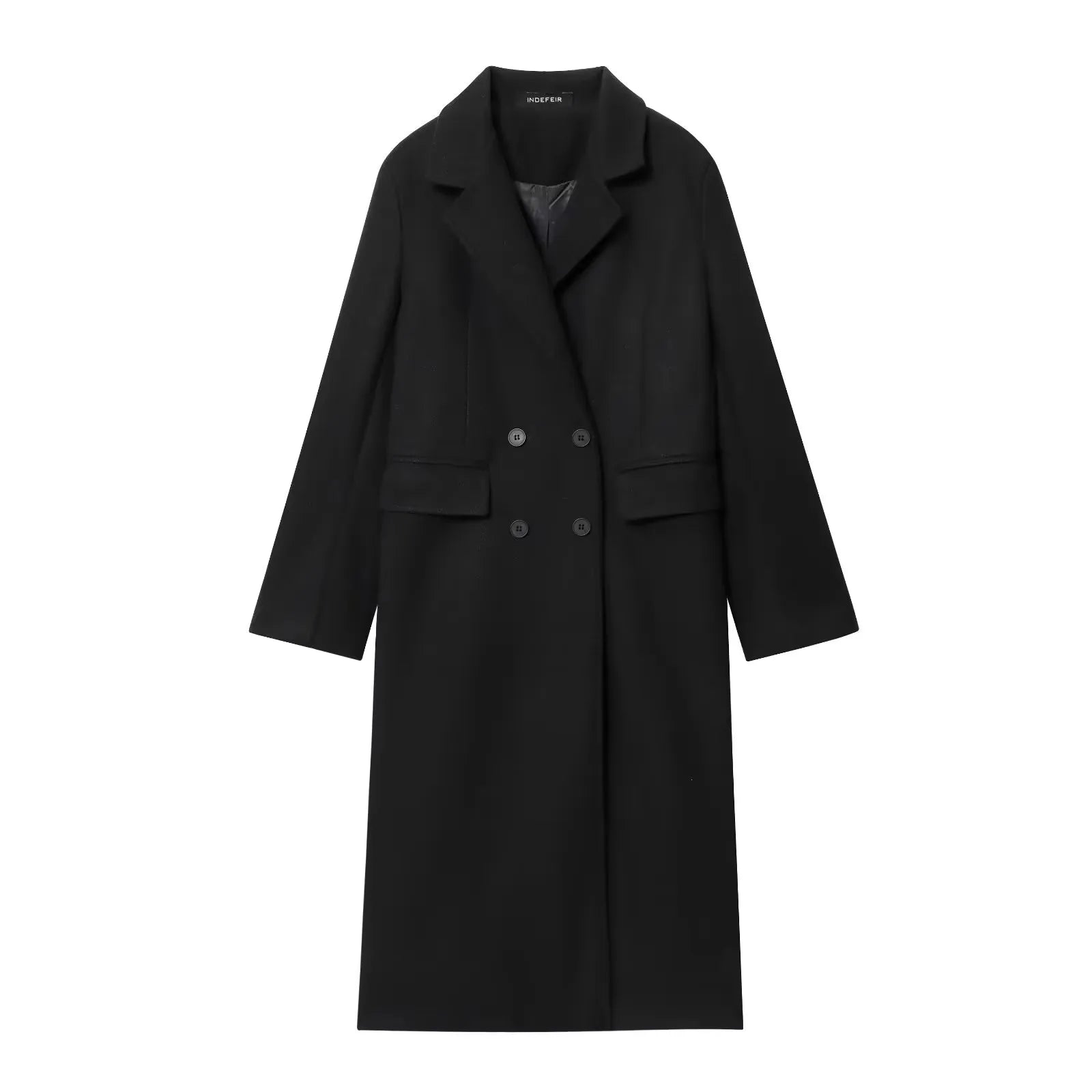Double-breasted Long Sleeve Wool Coat