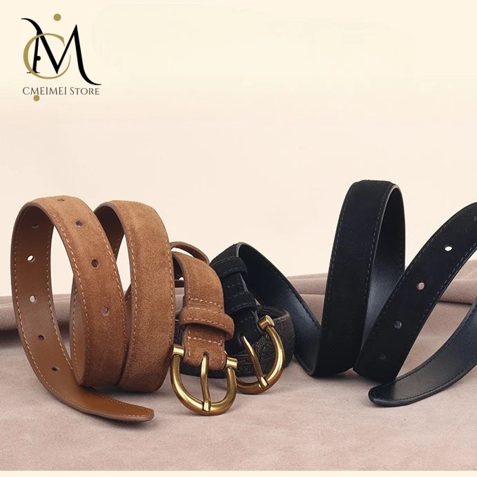 Women's belt made of suede or genuine leather