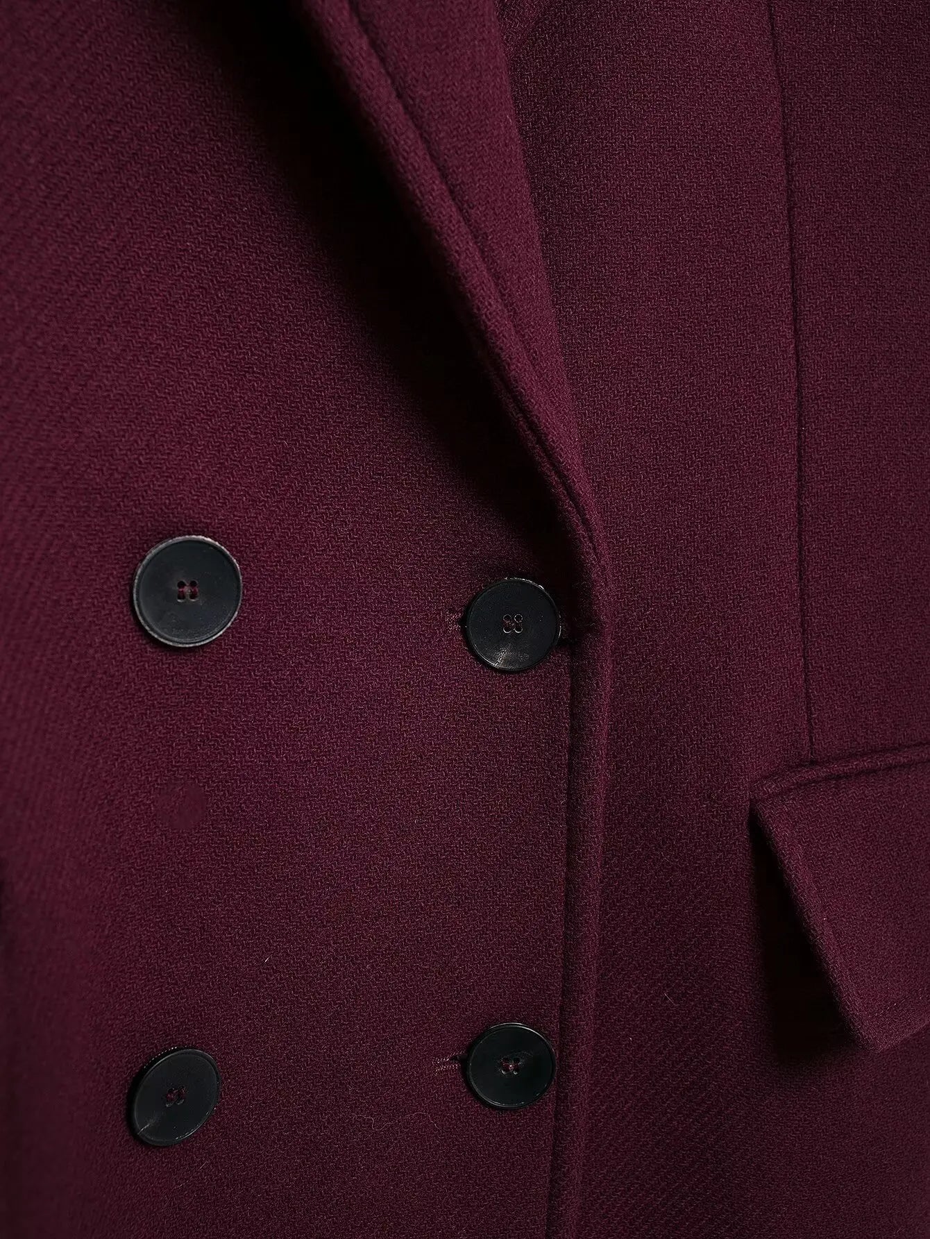 Double-breasted Long Sleeve Wool Coat