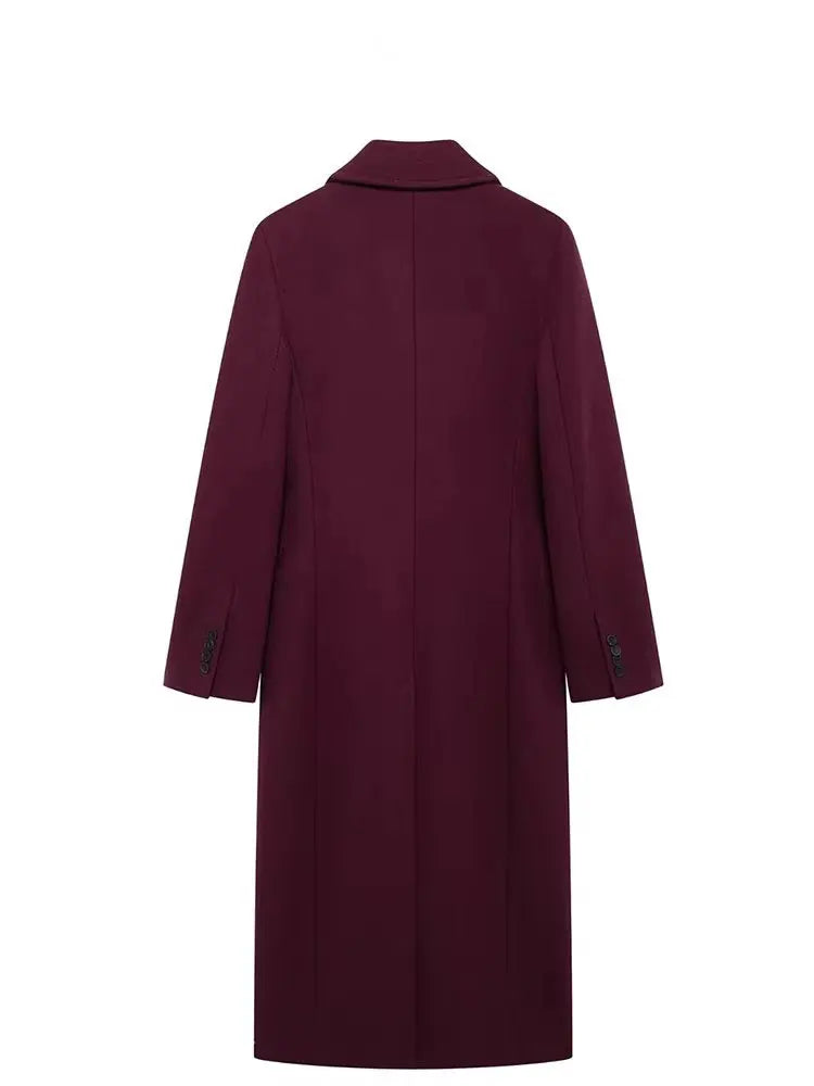 Double-breasted Long Sleeve Wool Coat
