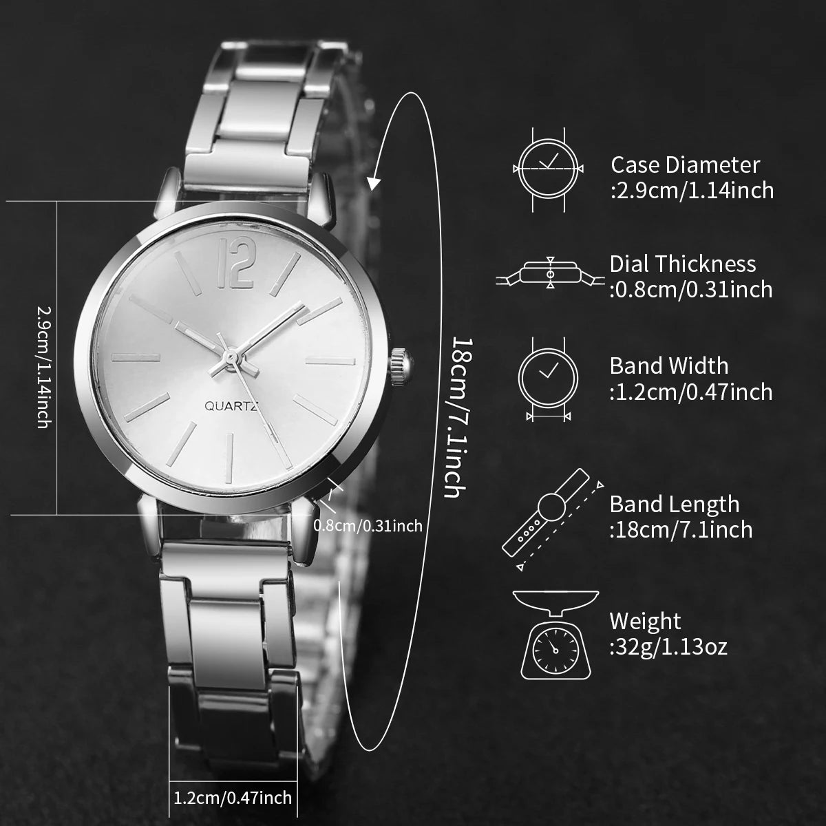 2-piece set with elegant women's watch - Simple and casual