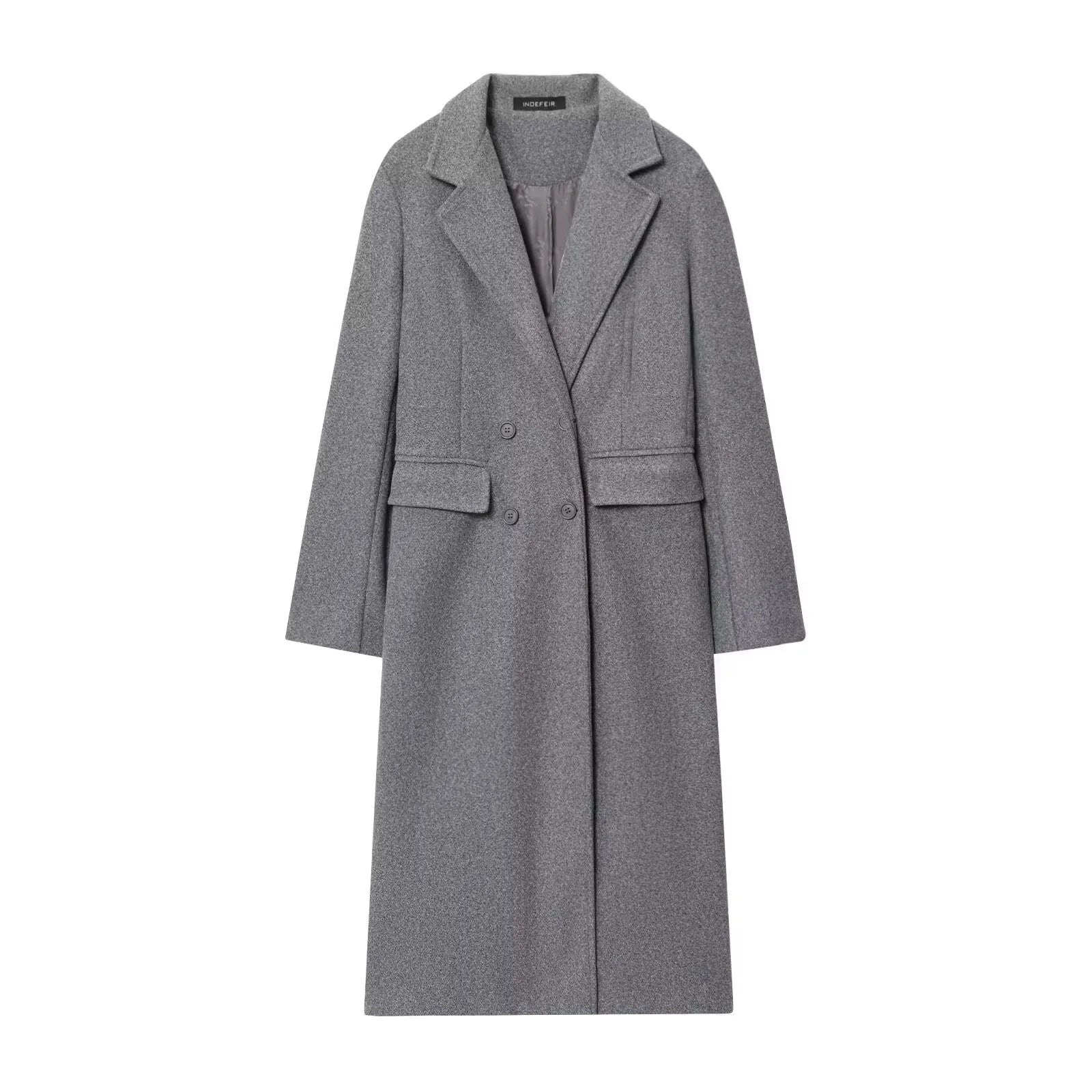 Double-breasted Long Sleeve Wool Coat