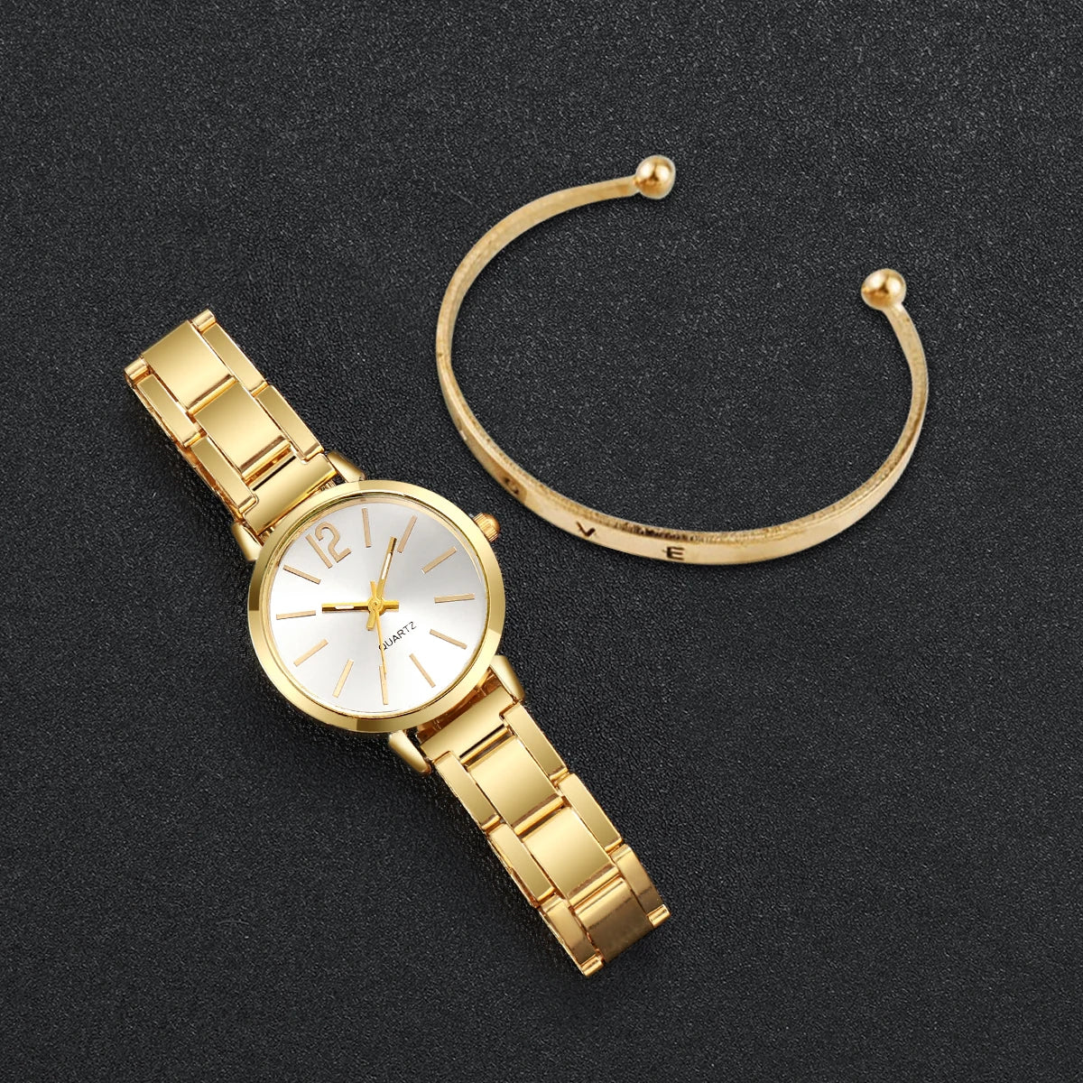2-piece set with elegant women's watch - Simple and casual