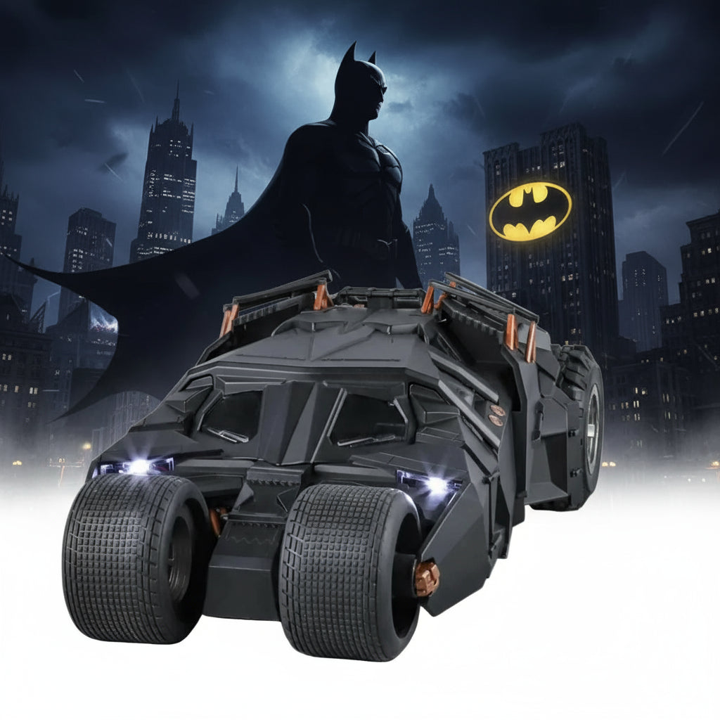 The Dark Knight 1:18 Batmobile Diecast Car – Sound, Light & Sliding Spray Function