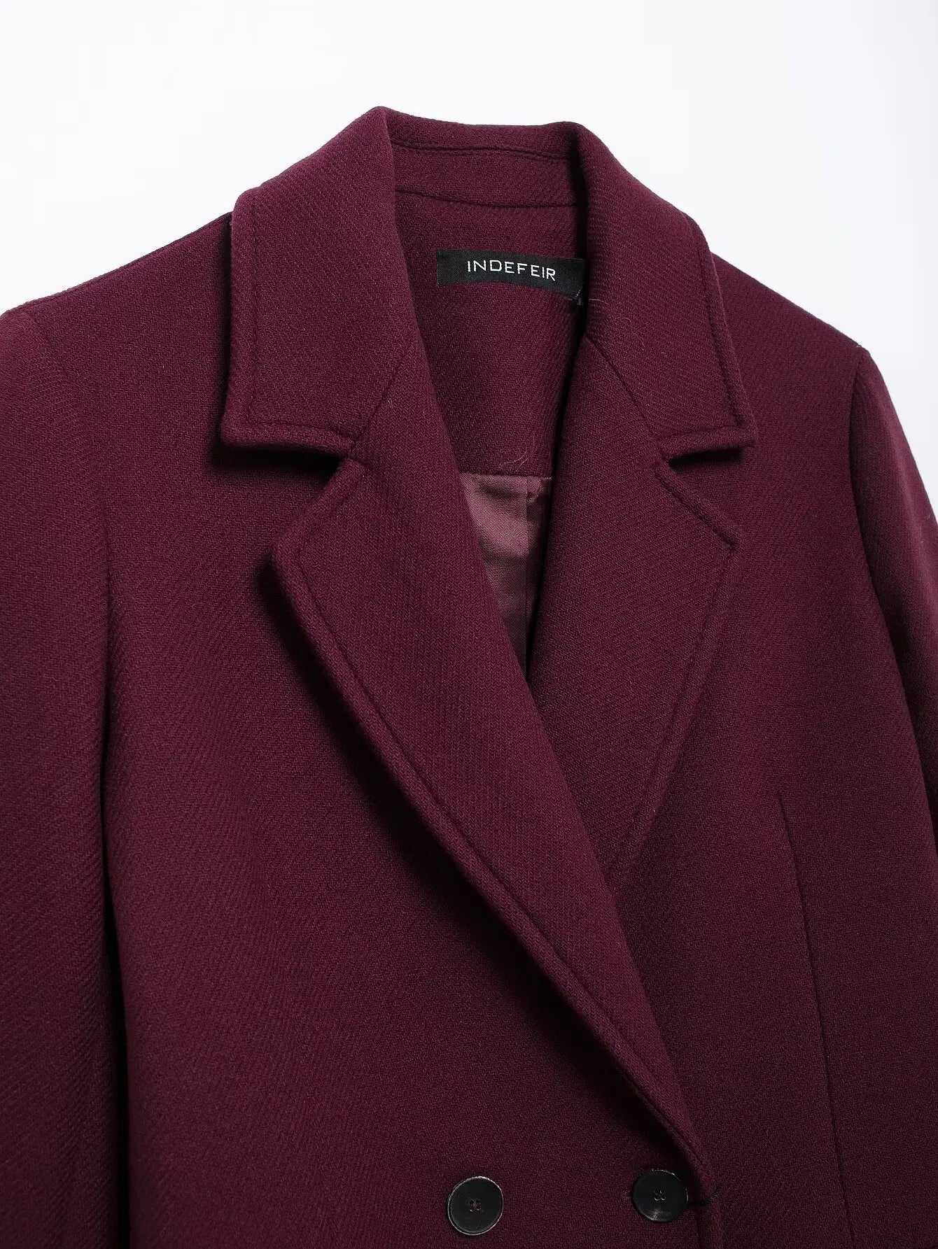 Double-breasted Long Sleeve Wool Coat